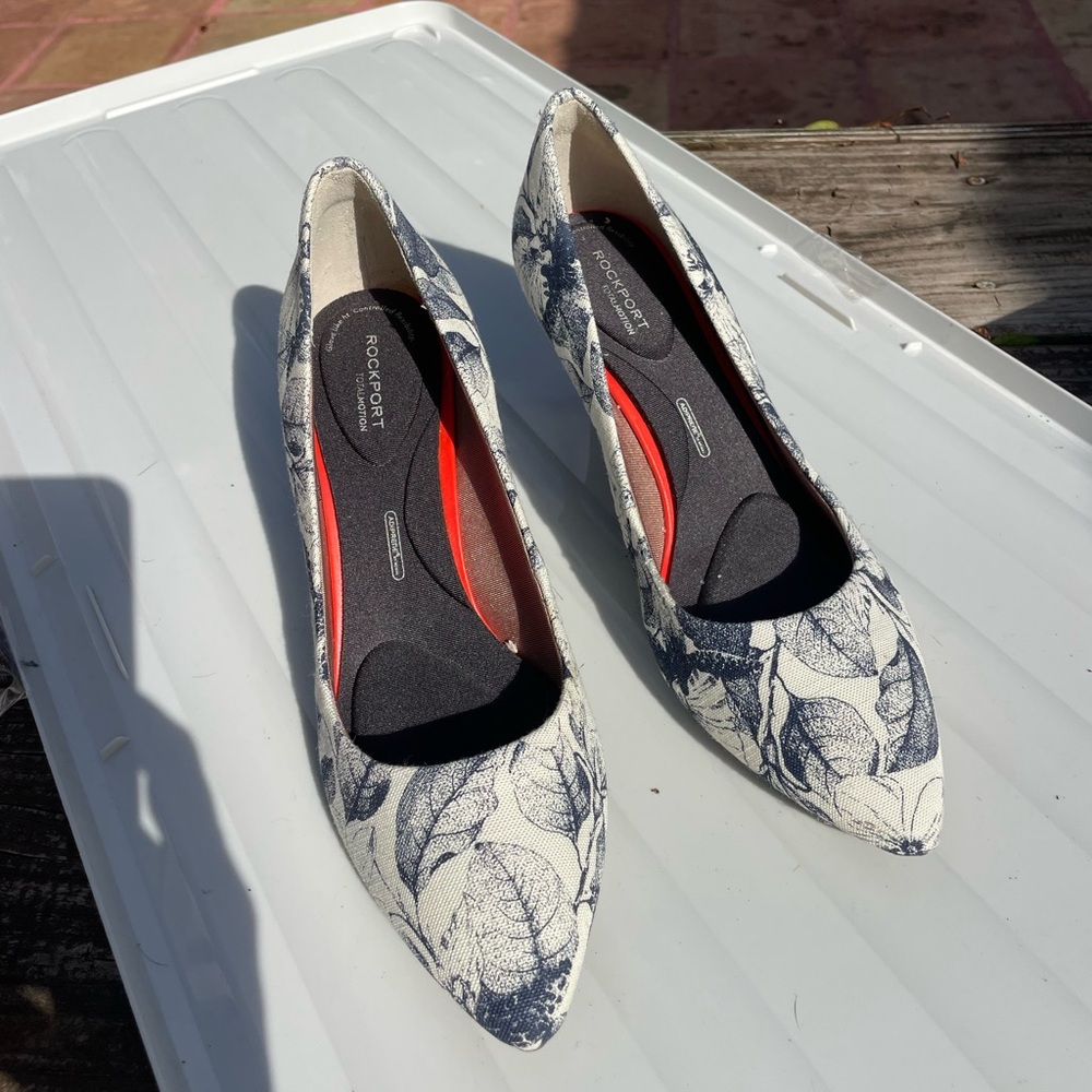 Rockport pumps - blue and white floral design. Size 8